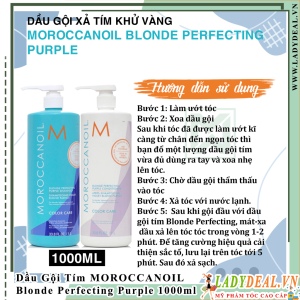 Gội Xả Moroccanoil Tím Khử Vàng Blonde Perfecting Purple Shampoo Chính Hãng 1000ml